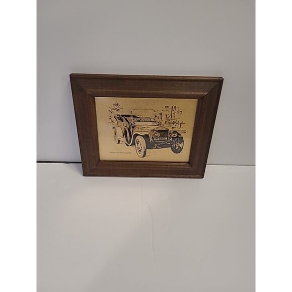 Gold Colored Prints Pictures 1915 Ford Model T 1909 Rolls Royce Framed Man Cave - Picture 8 of 11